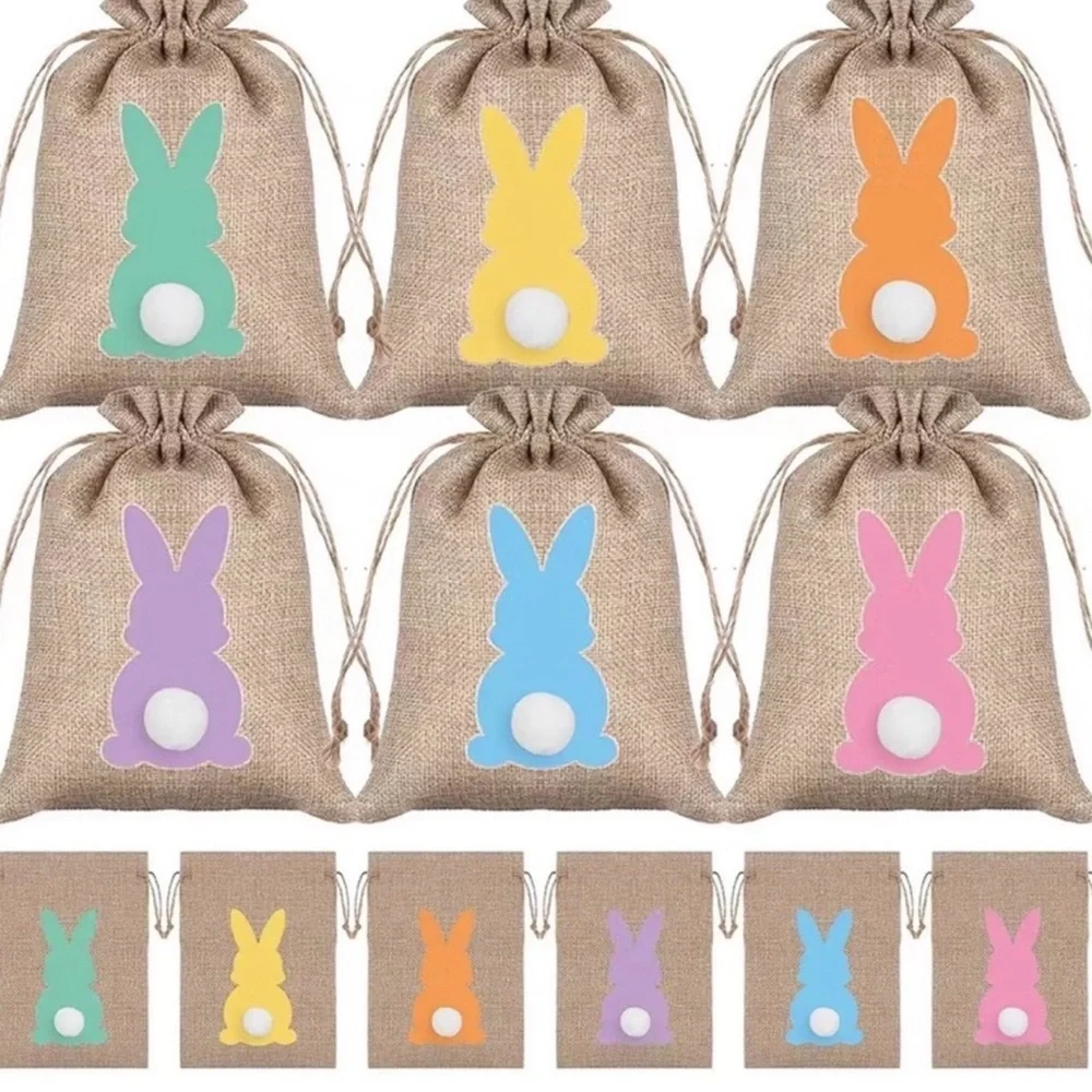 Colorful Bunny Burlap Party Favor Bags